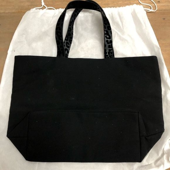 Jimmy Choo Parfums Black Nylon Leopard Double Handles Tote Bag Purse - Picture 3 of 13